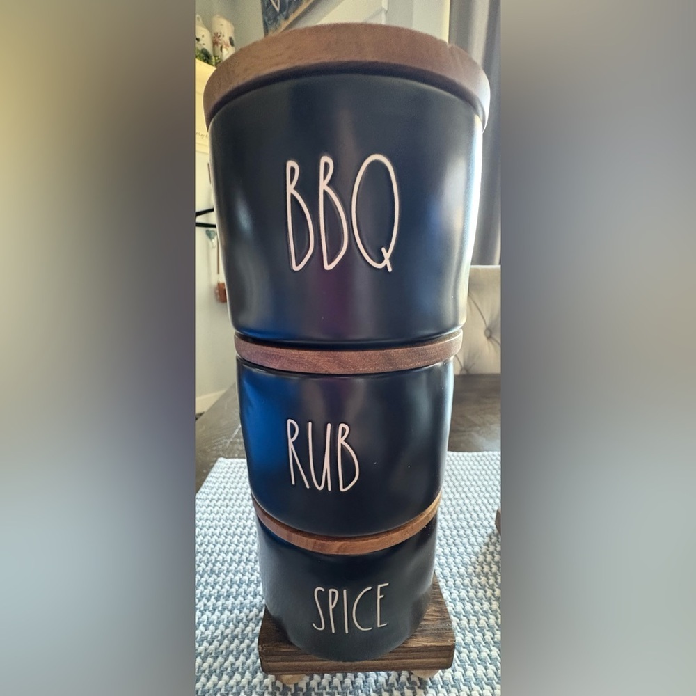 Rae Dunn Black Spice Storage Cellar